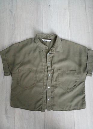 Рубашка жен, zara basic, цвет хаки, размвр xs. материал мягкий и очень приятный к телу.