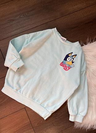 Блакитний світшот кофта для дівчинки 4 роки 5 років 110 см з блуї bluey