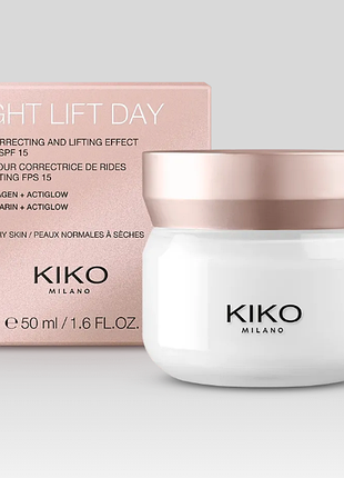 Осветляющий дневной лифтинг-крем для лица kiko milano bright lift day с морским коллагеном и spf 15, 50 мл (000052)