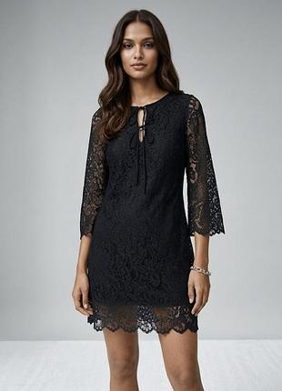 Женское черное кружевное платье zara