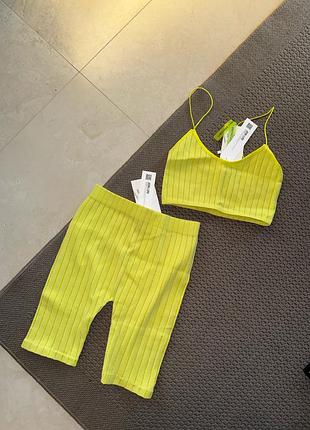 Спортивний комплект топ і велосипедки zara костюм