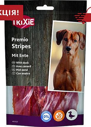 Ласощі для собак trixie premio ducky stripes, що складаються переважно з качиної грудки (90%). тріксі ласощі для собак