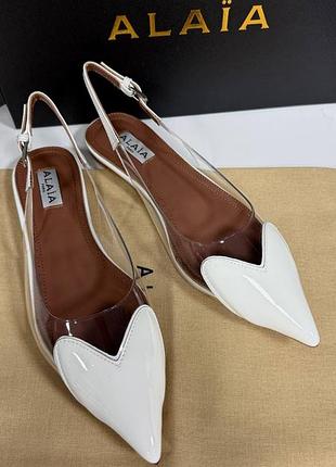Женские белые ппозрачные босоножки сердце люкс бренд алая alaia