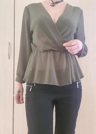 Блуза нарядна оливкового кольору boohoo, італія
