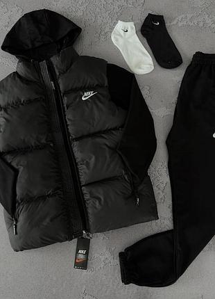 Жилет nike h чорний зип худи штани чорний