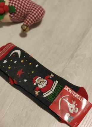 Новогодние носки дед мороз тёплые носочки montebello 11-12 лет