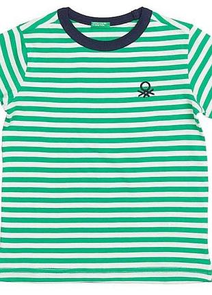 Benetton футболка в зелено-белую полоску xl /10–11 years /150 см