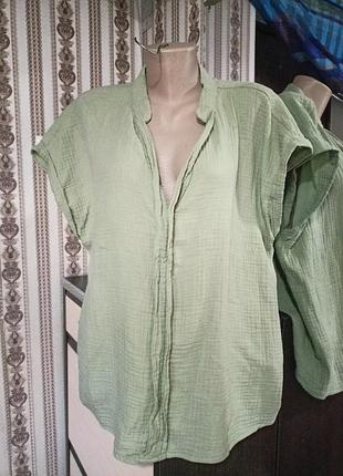 Легкая летняя блуза, 💯 процентов коттон, жатка. размер xl,xxl