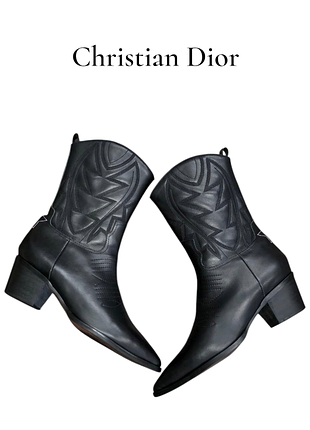 Шкіряні жіночі черевики christian dior cowboy western black leather boots оригінал