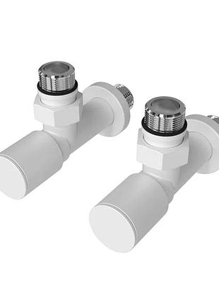 Кран угловой для полотенцесушителя raftec 1/2"х1/2" удлиненный, белый, 2шт.
