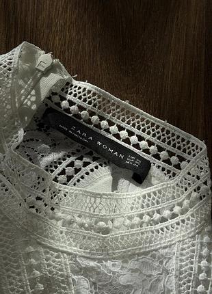 Белая женская блузка zara с кружевом, xs 4