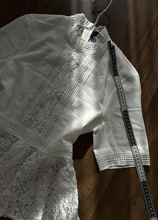 Белая женская блузка zara с кружевом, xs 6