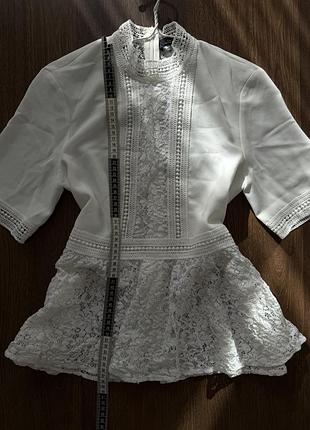 Белая женская блузка zara с кружевом, xs 5