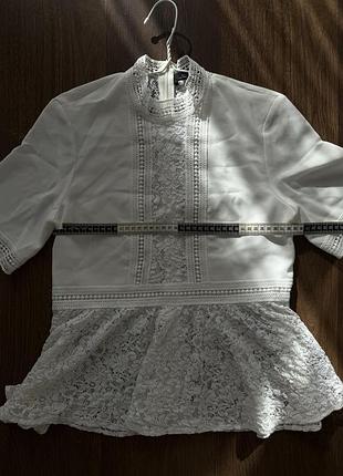 Белая женская блузка zara с кружевом, xs 7