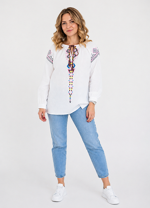 Біла жіноча блуза з вишивкою boohoo s/m розмір