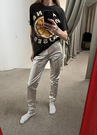 Celine оригінал металік джинси брюки срібні