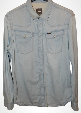Сорочка з освітленого деніму g-star raw tailor zip shirt. size l