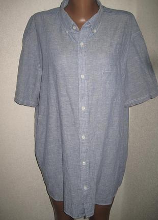 Льняная рубашка с коротким рукавом linen life размер xl