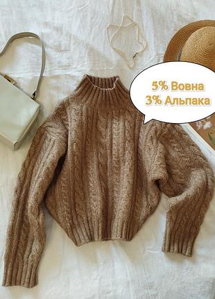 5% шерсть, 3% альпака, теплый карамельный свитер, mango, s/36