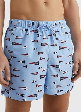 Чоловічі блакитні пляжні шорти з візерунком medium drawstring print tommy hilfiger um0um02827