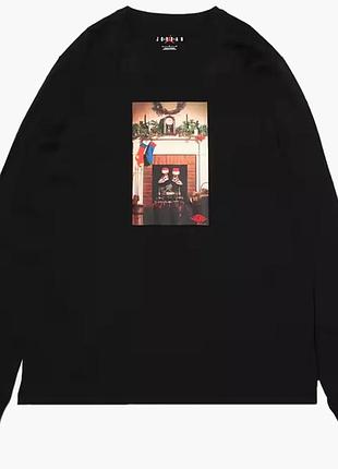 Футболка чоловіча з довгим рукавом air jordan jm ls chimney crew black cv1745-010