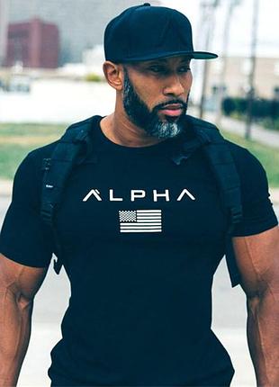 Футболка для спорту від бренду alpha чорного кольору