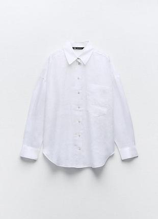 Лляна сорочка оверсайз zara (р.xs)