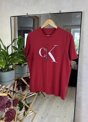 Футболка calvin klein оригінал червона з глянцевим лого