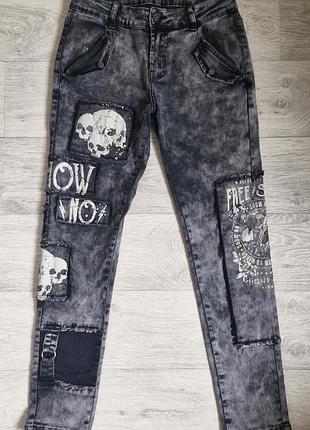 Джинси rock rebel череп