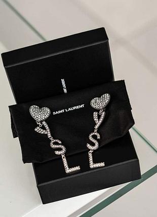 Сережки підвіски з камінцями s🖤l opyum heart drop