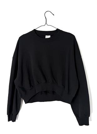Черный короткий свитшот оверсайз h&amp;m