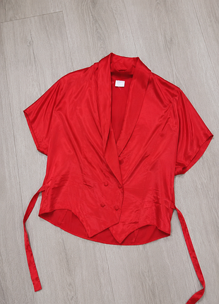 Яркая коралловая блуза с сатиновым блеском l-xl