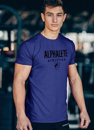 Мужская футболка от бренда alpha синего цвета