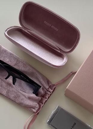Очки miu miu оригинал! mu b07 солнцезащитные имеджевые черные с прозрачной линзой тренд