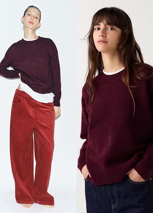 Вовняний светр бордо як massimo dutti