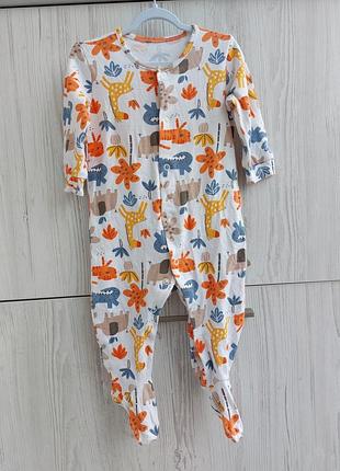 Брендовый хлопковый человечек слип matalan на 6-9м