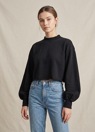 Черный базовый кроп-свитшот h&amp;m divided