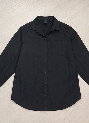 Черная рубашка h&amp;m oversize | l-xl | 100% хлопок 2