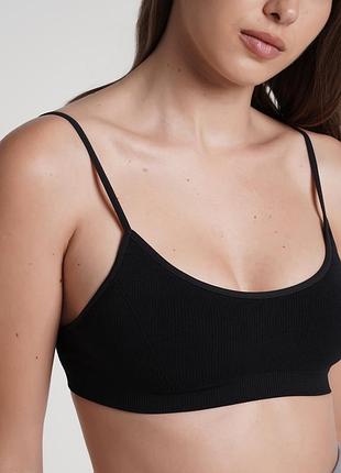 Топ на бретелях в рубчик cami top rib black (чорний)