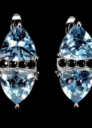 Серьги серебро 925 натуральный топаз шпинель