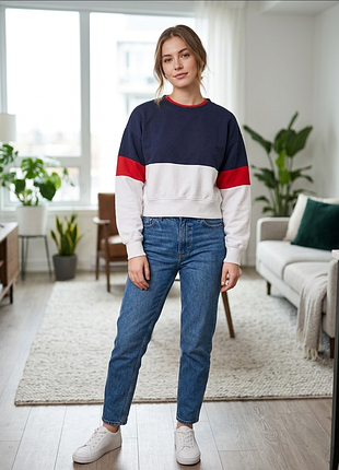 Стильний вкорочений світшот h&m basic у стилі колор-блок