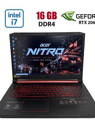 Ігровий ноутбук acer nitro 5 an517-51 / 17.3" (1920x1080) ips / intel core i7-9750h (6 (12) ядра по 2.6 - 4.5 ghz) / 16 gb ddr4 /