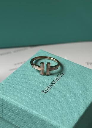 Кольцо tiffany t wire ring in rose gold 18k mother-of-pearl