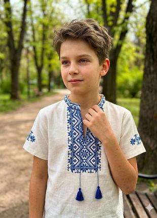 Вишиванка на хлопчика з коротким рукавом 9-10 років зріст 146/152