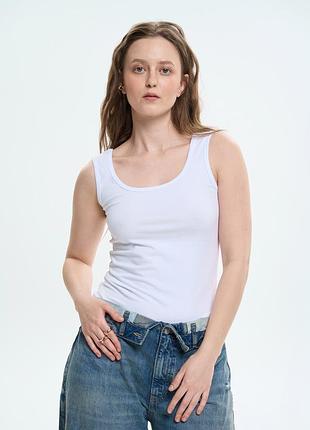 Майка жіноча на широких бретелях біла, 2xl