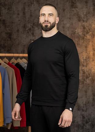 Свитшот pobedov "001" базовый черного цвета без начеса