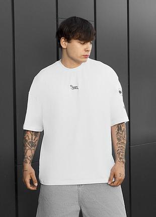 Мужская футболка staff logo & birds белого цвета oversize