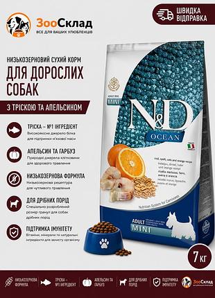 Farmina n&d ocean low grain dog adult mini cod & orange корм для собак дрібних порід 7 кг