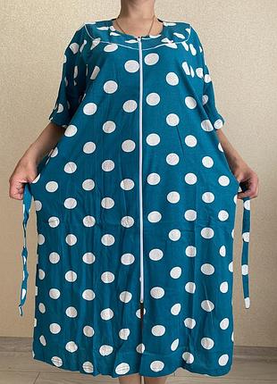 Халат жіночий горох з коротким рукавом батал