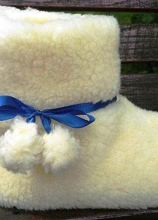 Чуні з овчини білі 36-46/жіночі та чоловічі домашні рукавиці тапки бурки 2br-s 46